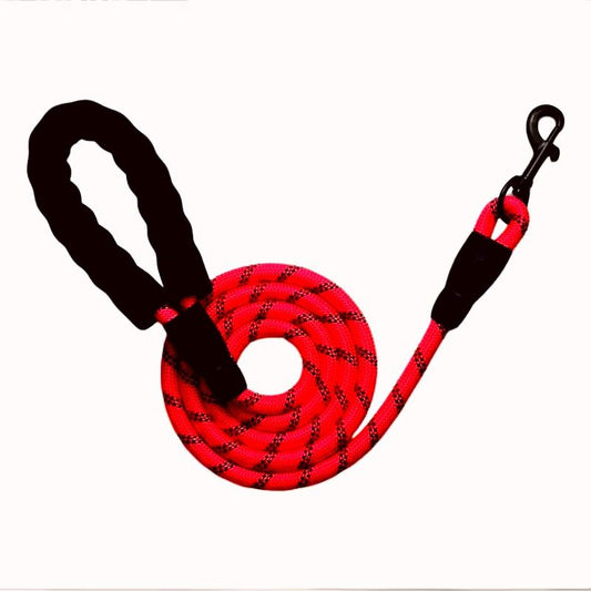 Tadeo Dash Red Reflective Rope Leash with Padded Loop Handle and Rotating Clip