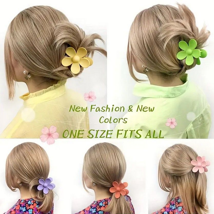 Helena Floral Hair Claw Clip Flower Accessory Set Blue Green Gift Packaged
