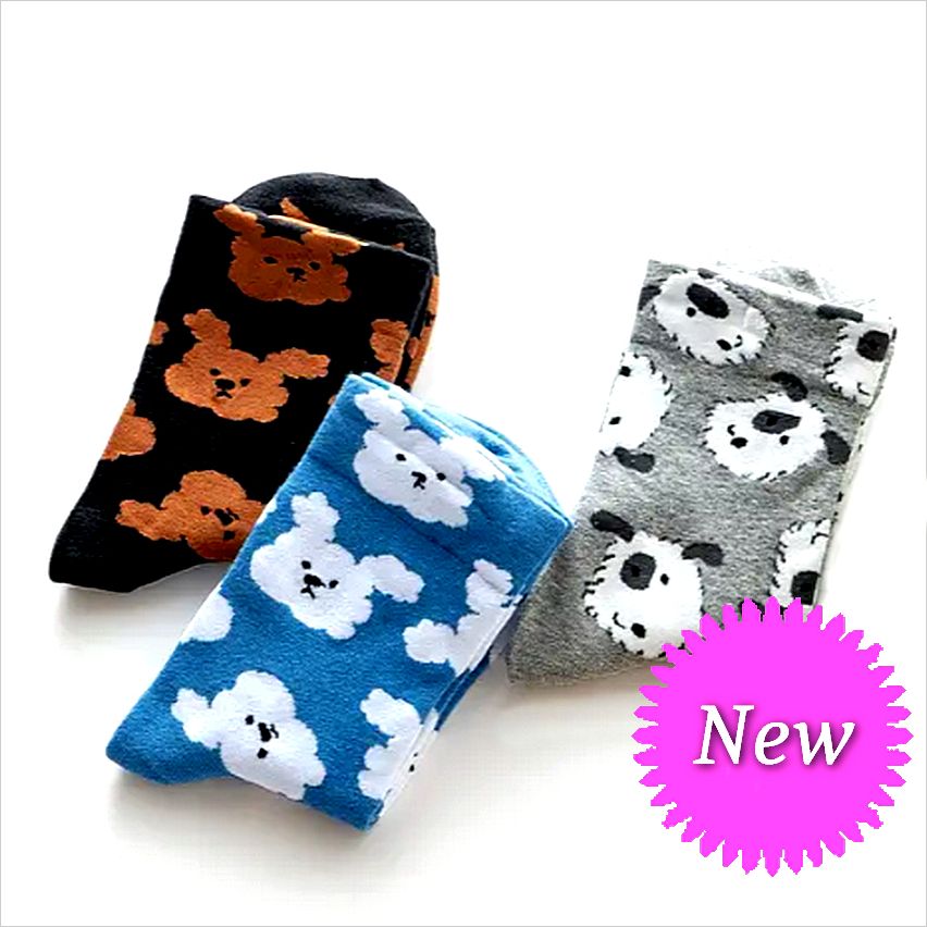 Andi Larose Womens Puppy Dog Pattern Socks White on Blue Gift Packaged