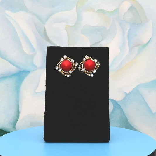 Vienna Swirl Persimmon Red Pearl Earrings