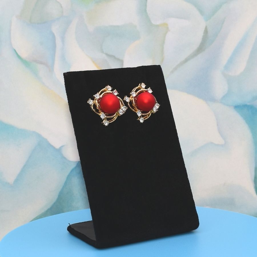 Vienna Swirl Persimmon Red Pearl Earrings