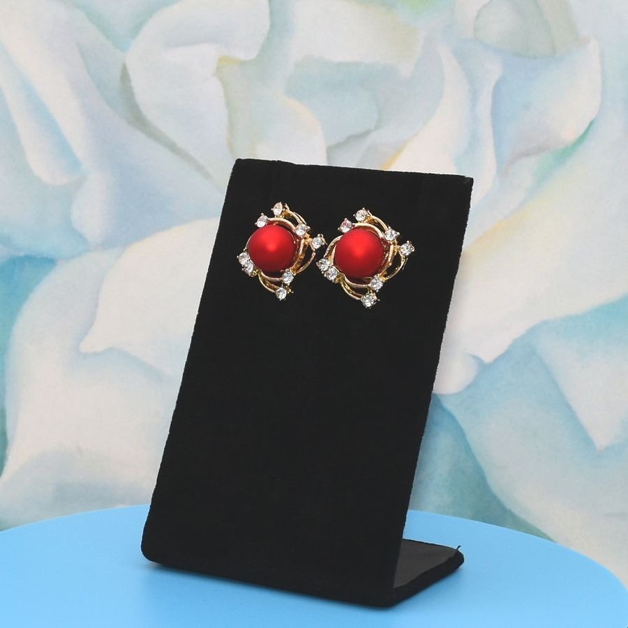 Vienna Swirl Persimmon Red Pearl Earrings