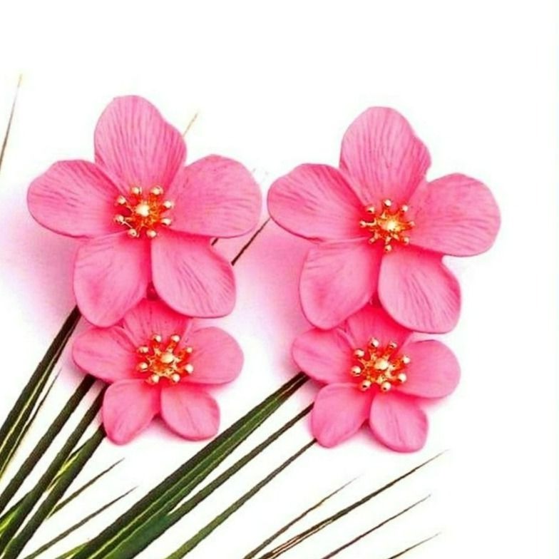 Thalia Blooms Florets Sweet Pink Tiered Flower Earrings Gift Packaged