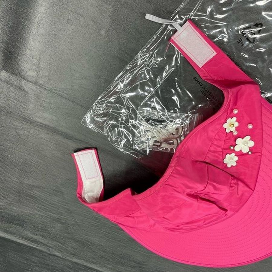 Penelope Skye Wide Brim Sun Visor Style Hat in Bright Hot Pink Gift Packaged