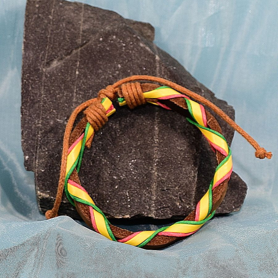 Channii Criss Cross Yellow Sliding Tie Leather Bracelet Gift Packaged