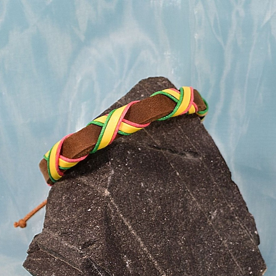 Channii Criss Cross Yellow Sliding Tie Leather Bracelet Gift Packaged