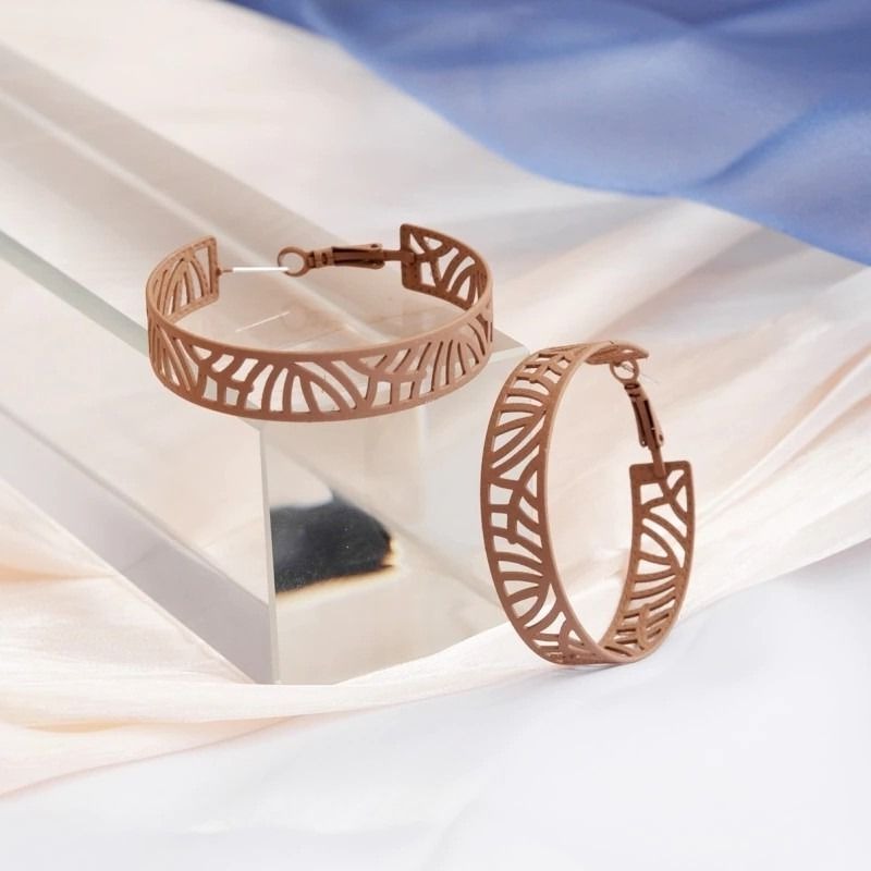 Tristen Shayelle Colorful Abstract Large Hoop Earrings Brown Gift Packaged