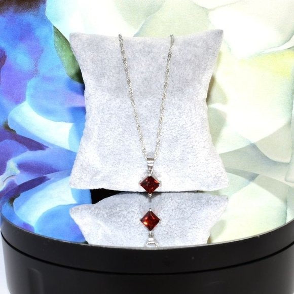 Mia Sincerity Red Garnet 925 Sterling Silver Necklace Gift Boxed