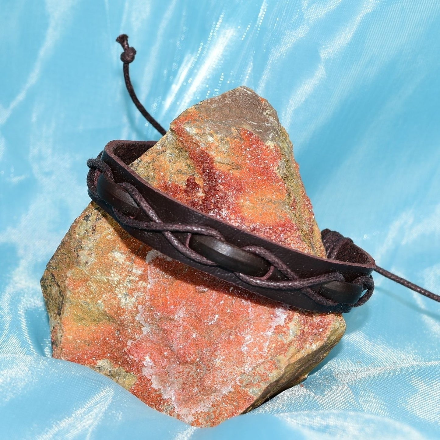 Malik Punch Weave Hemp Leather Bracelet Dark Brown Unisex Gift Packaged