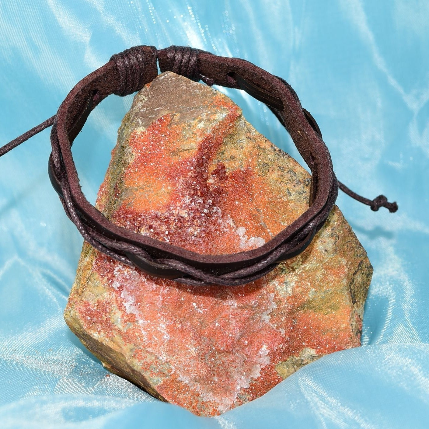 Malik Punch Weave Hemp Leather Bracelet Dark Brown Unisex Gift Packaged