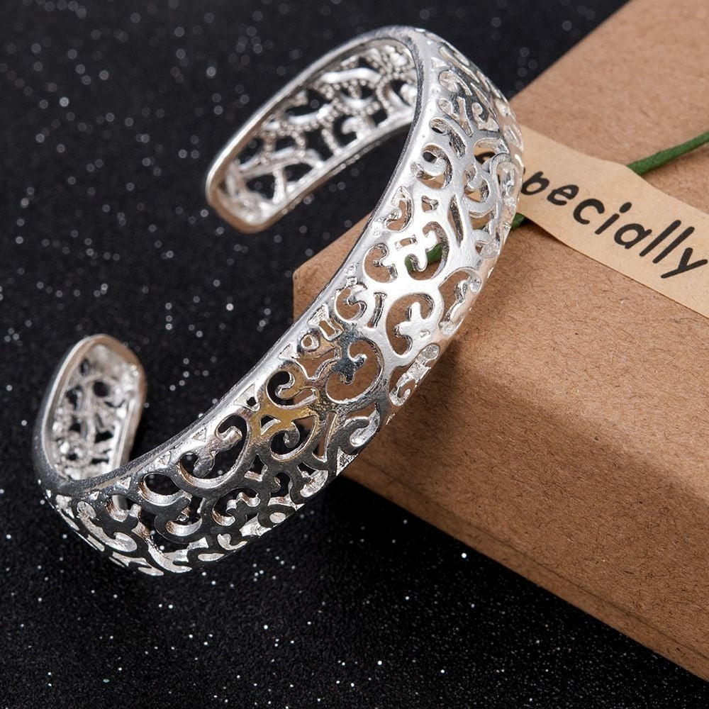 Emberly Selena Silver Filigree Cuff Bracelet Gift Packaged