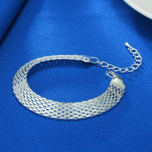 Harlow Leana Sterling Silver Mesh Weaved Chain Bracelet Gift Packaged