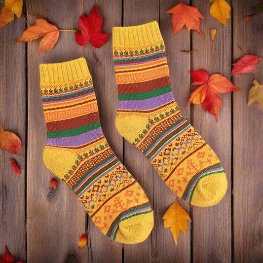 Zoanne Anchor Fair Isle Socks Yellow