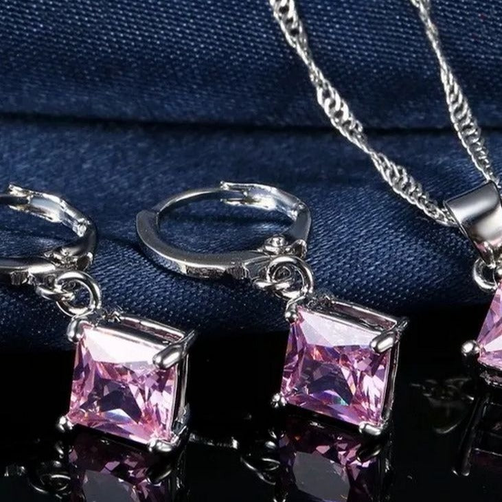 Mia Sincerity Pink Tourmaline 925 Sterling Silver Earrings Gift Boxed