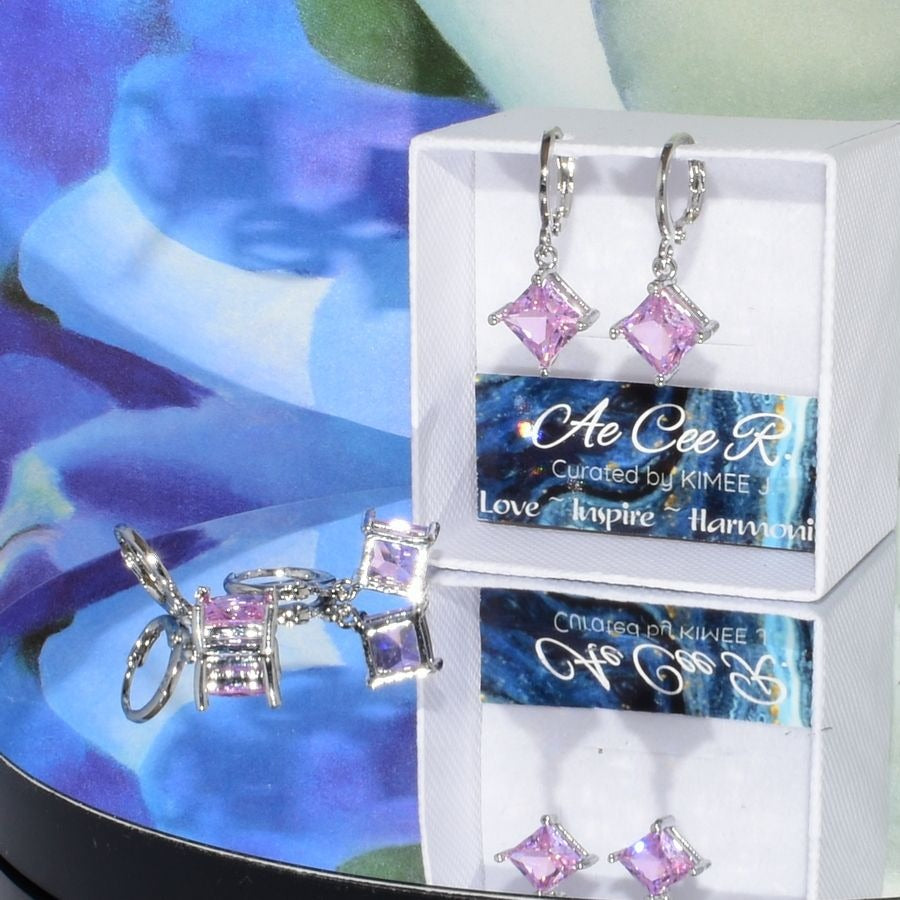Mia Sincerity Pink Tourmaline 925 Sterling Silver Earrings Gift Boxed