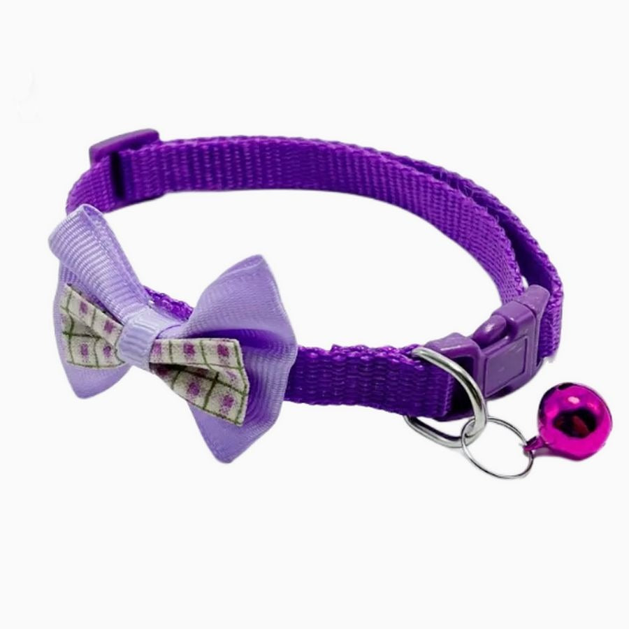 Kylee Kaylen Colorful Purple Plaid Bow Tie Bell Cat Collar and Toys Gift Package