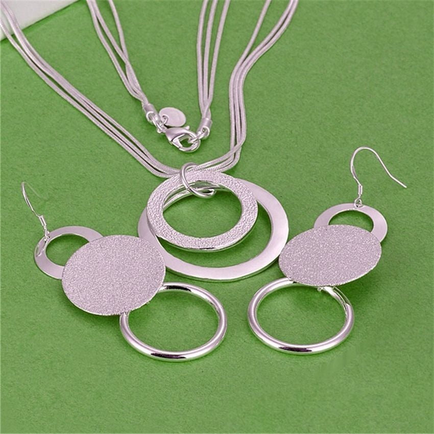 Izabella Shay Layered Drop Rings Sterling Silver Pendant Necklace Gift Boxed