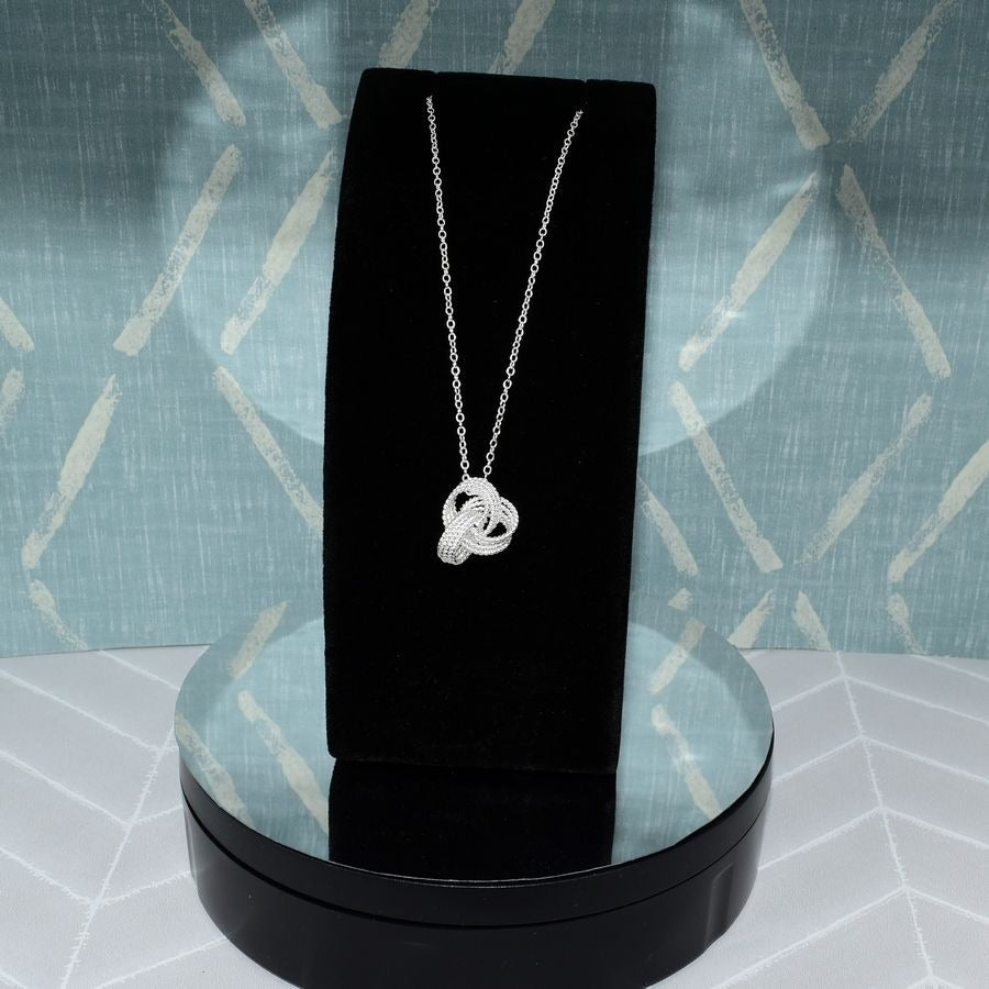 Delanie Elegant Love Knot 925 Sterling Silver Pendant Necklace Gift Boxed