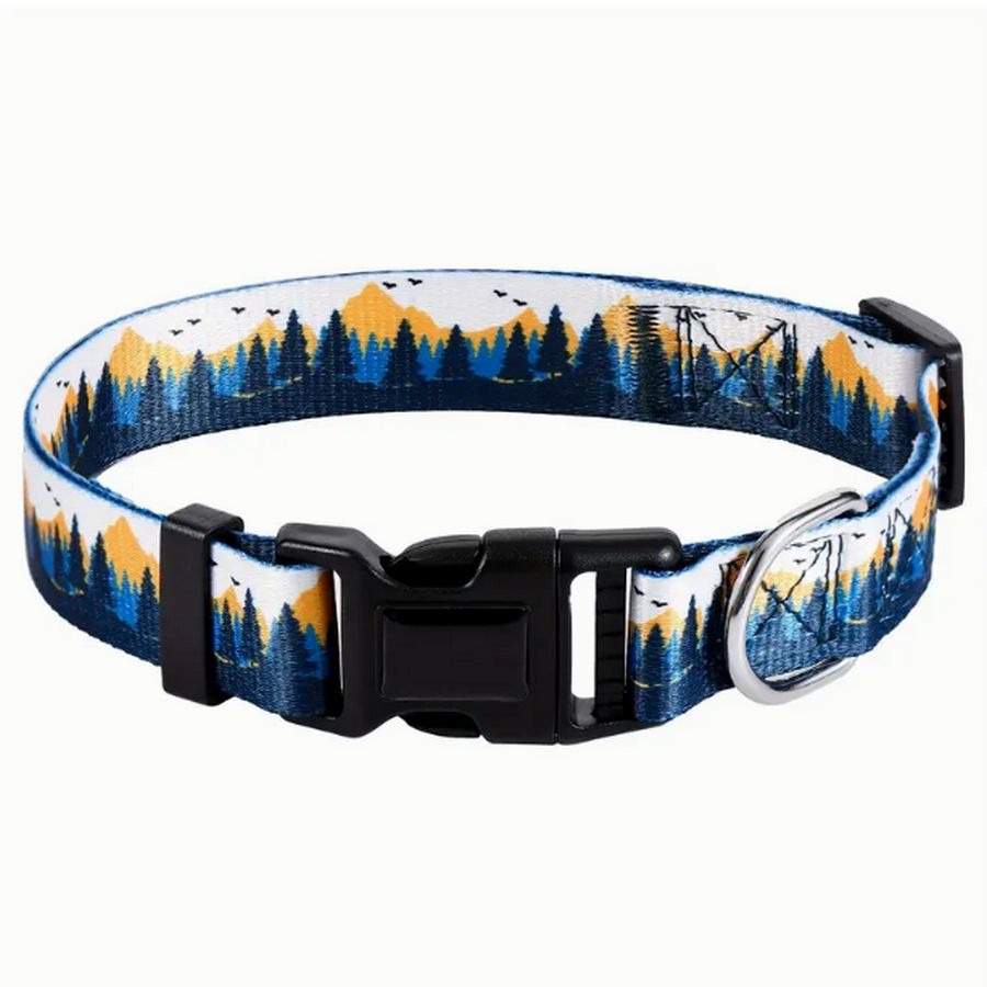 Serene Mountain Adjustable Quick Release D Ring Dog Collar Small Gift Packaged