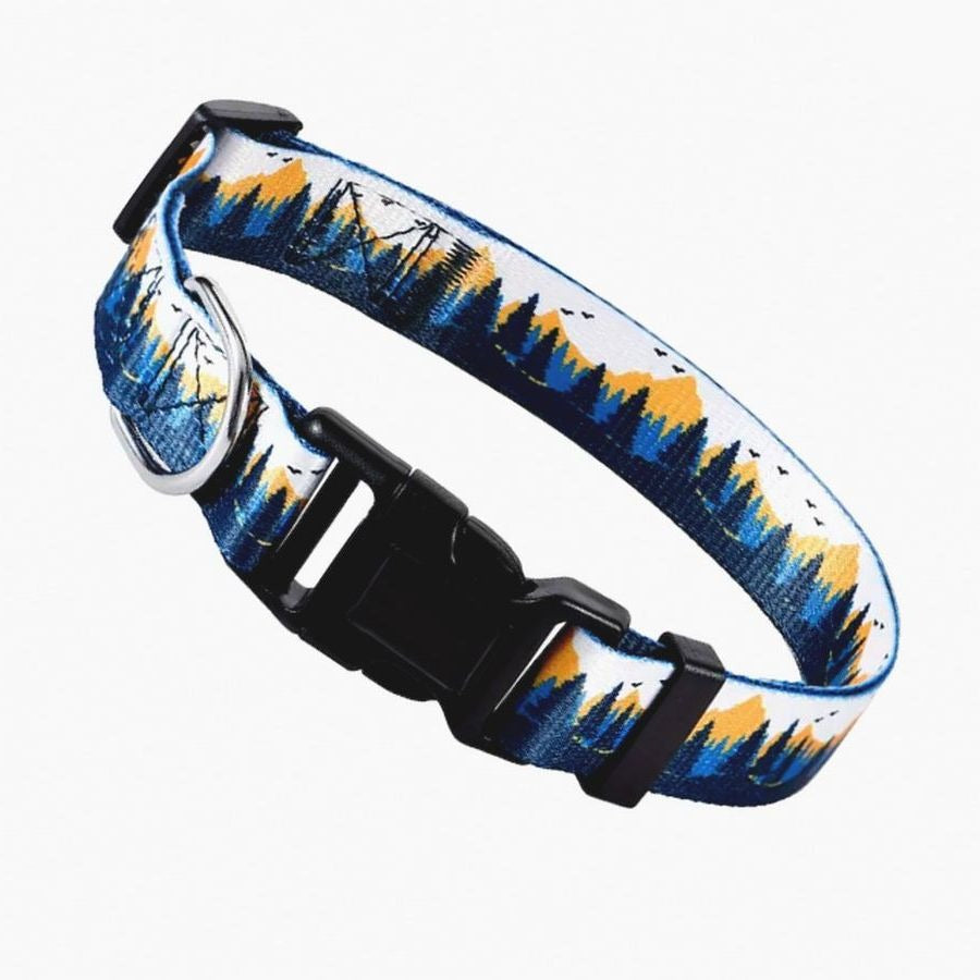 Serene Mountain Adjustable Quick Release D Ring Dog Collar Small Gift Packaged