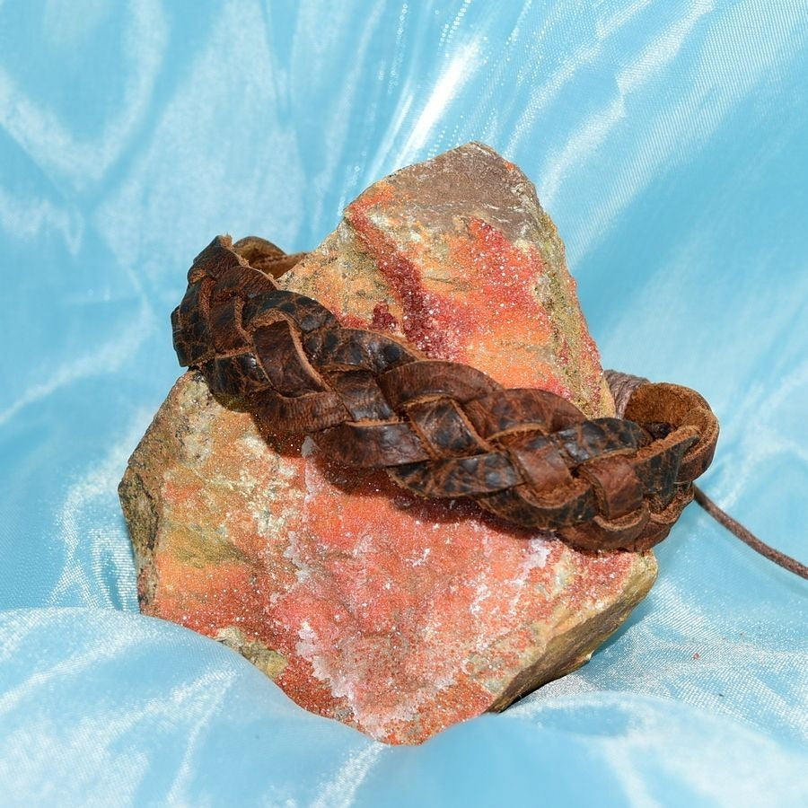 Scout Weathered Braid Sliding Tie Leather Bracelet in Brown Mens Gift Packaged