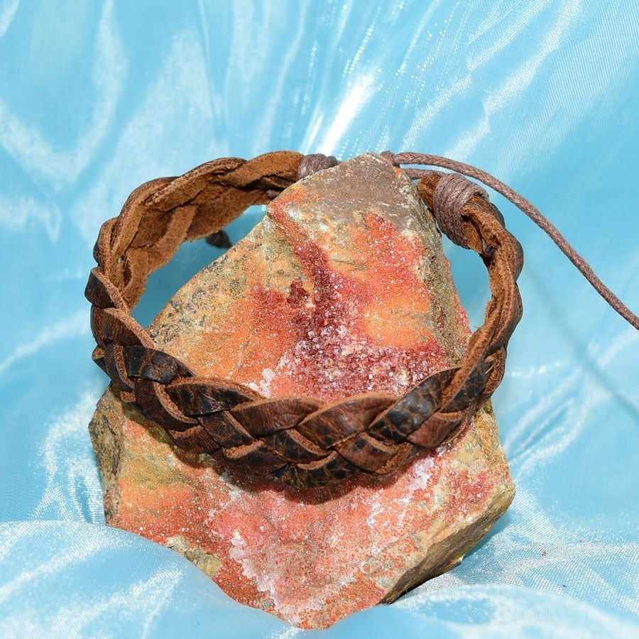 Scout Weathered Braid Sliding Tie Leather Bracelet in Brown Mens Gift Packaged