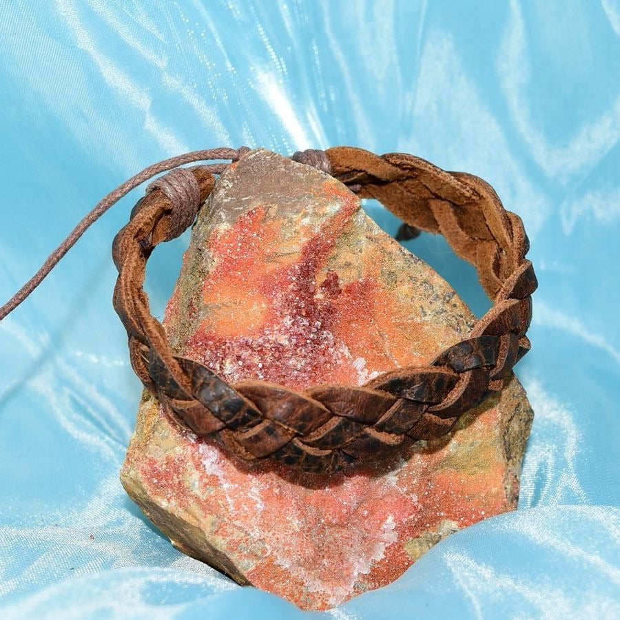 Scout Weathered Braid Sliding Tie Leather Bracelet in Brown Mens Gift Packaged