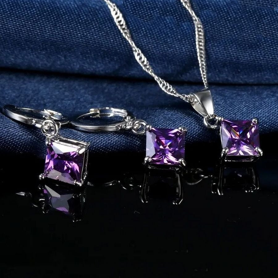 Mia Sincerity Purple Amethyst 925 Sterling Silver Earrings Gift Boxed