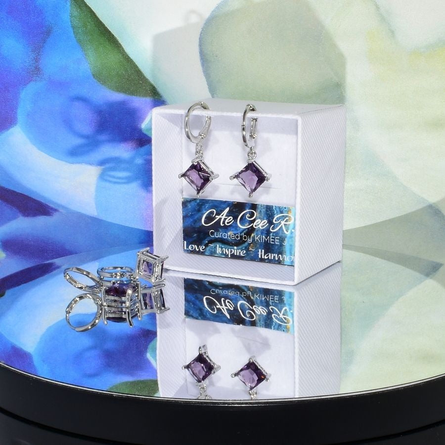 Mia Sincerity Purple Amethyst 925 Sterling Silver Earrings Gift Boxed
